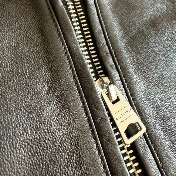 NWOT All Saints Mower Bomber leather jacket mens XL Beautiful leather! - Picture 3 of 5